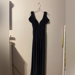 ASOS WEDDING Drape Cold Shoulder Maxi Dress - Navy / US 4, worn once